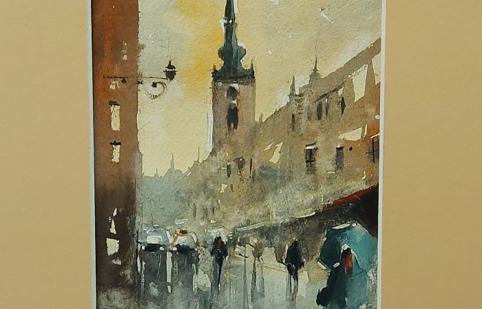 Kod Saborne crkve, akvarel, 25 x 32 cm sa paspartuom